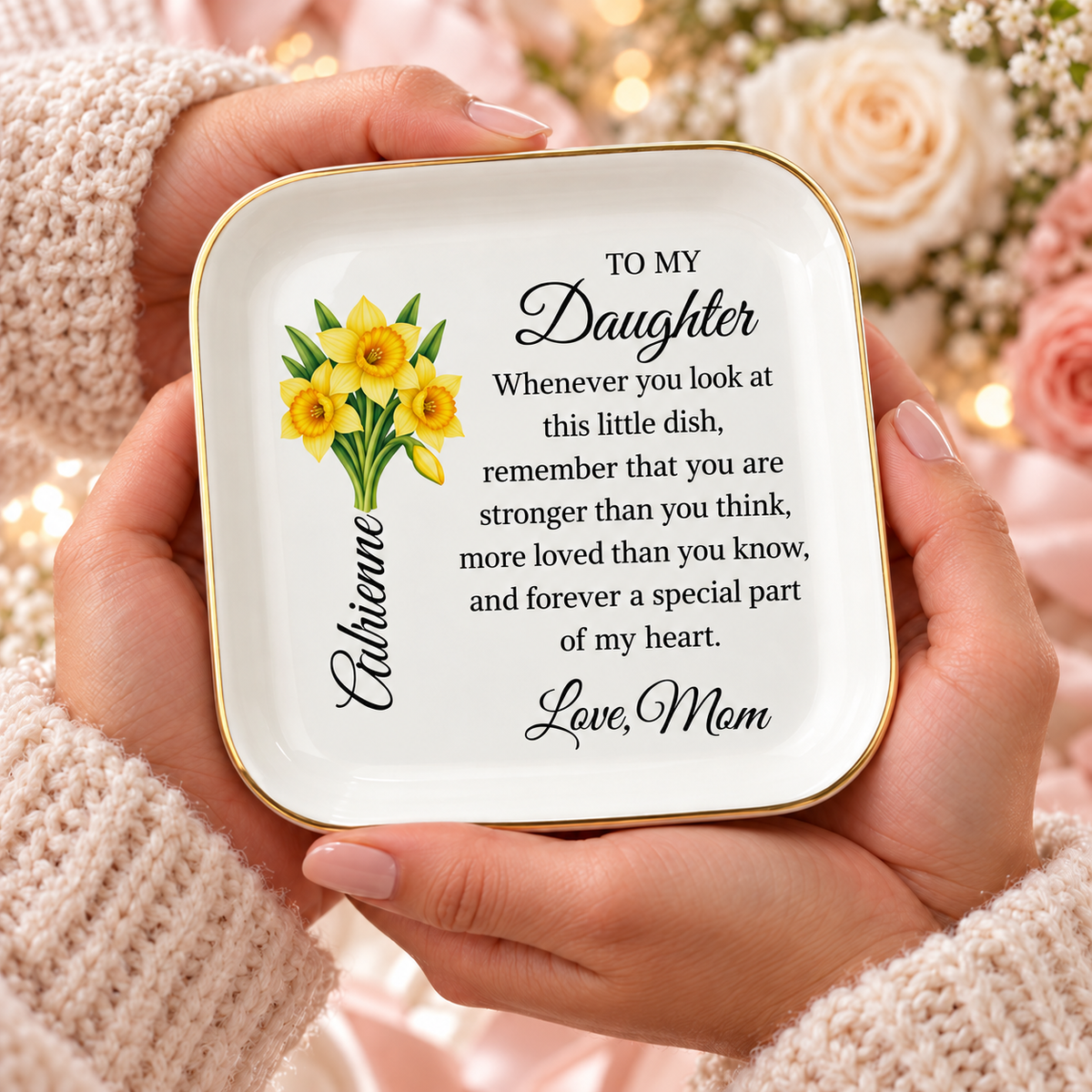 💕 Daughter’s Special Birth Flower Jewelry Tray