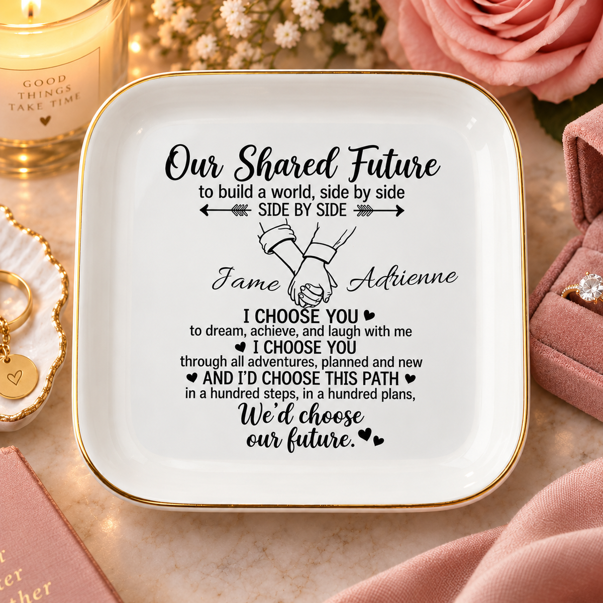Personalized Our Shared Future Jewelry Dish | Couples Gift