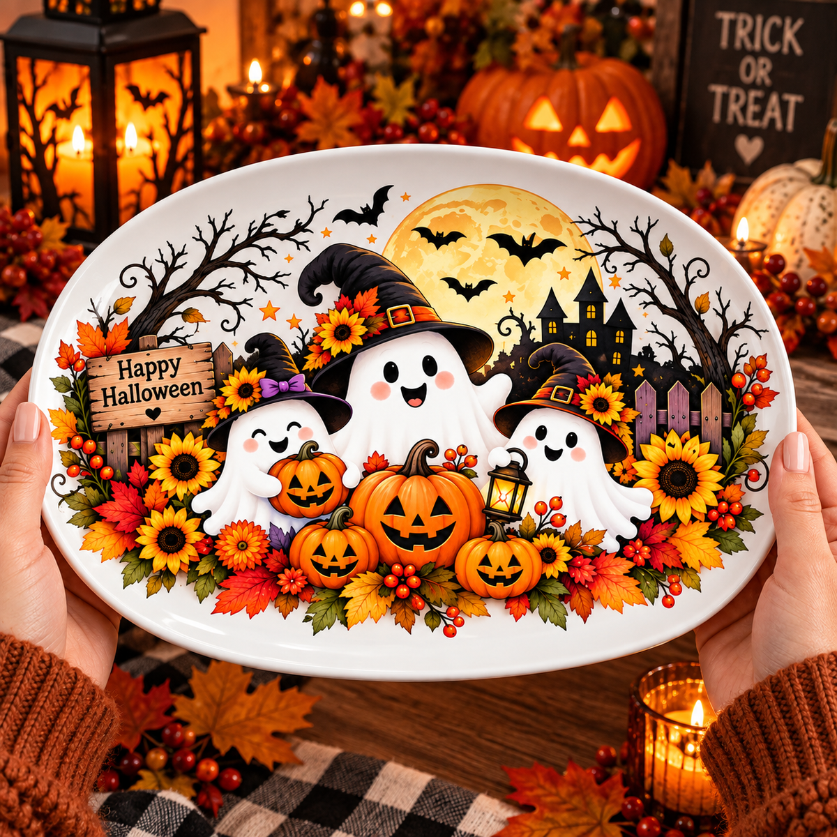 Happy Halloween Ghost Family Platter