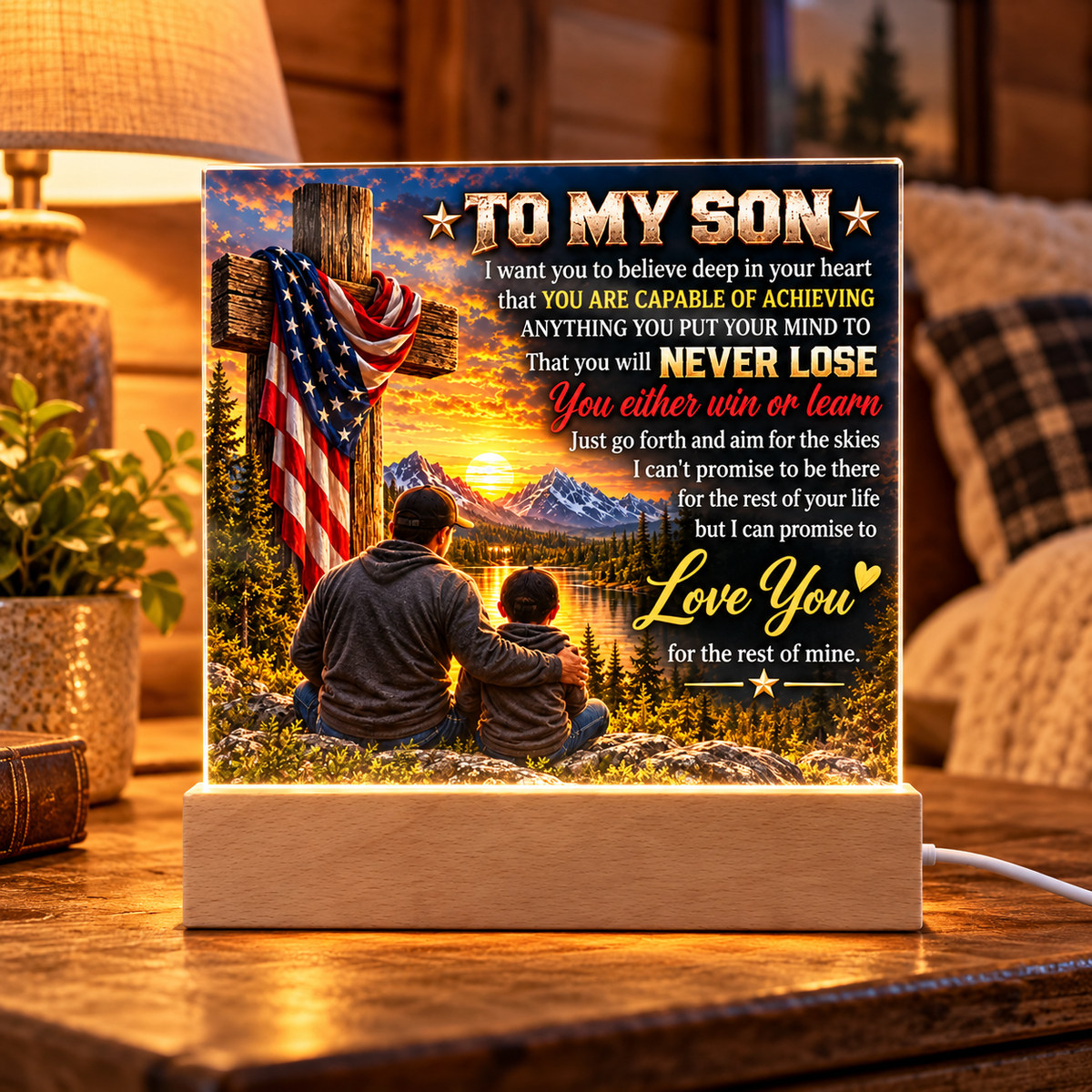To My Son / Faith & Freedom Acrylic Plaque | Gift From Dad