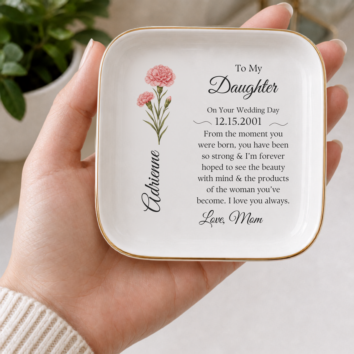Personalized Wedding Day Jewelry Dish for Daughter