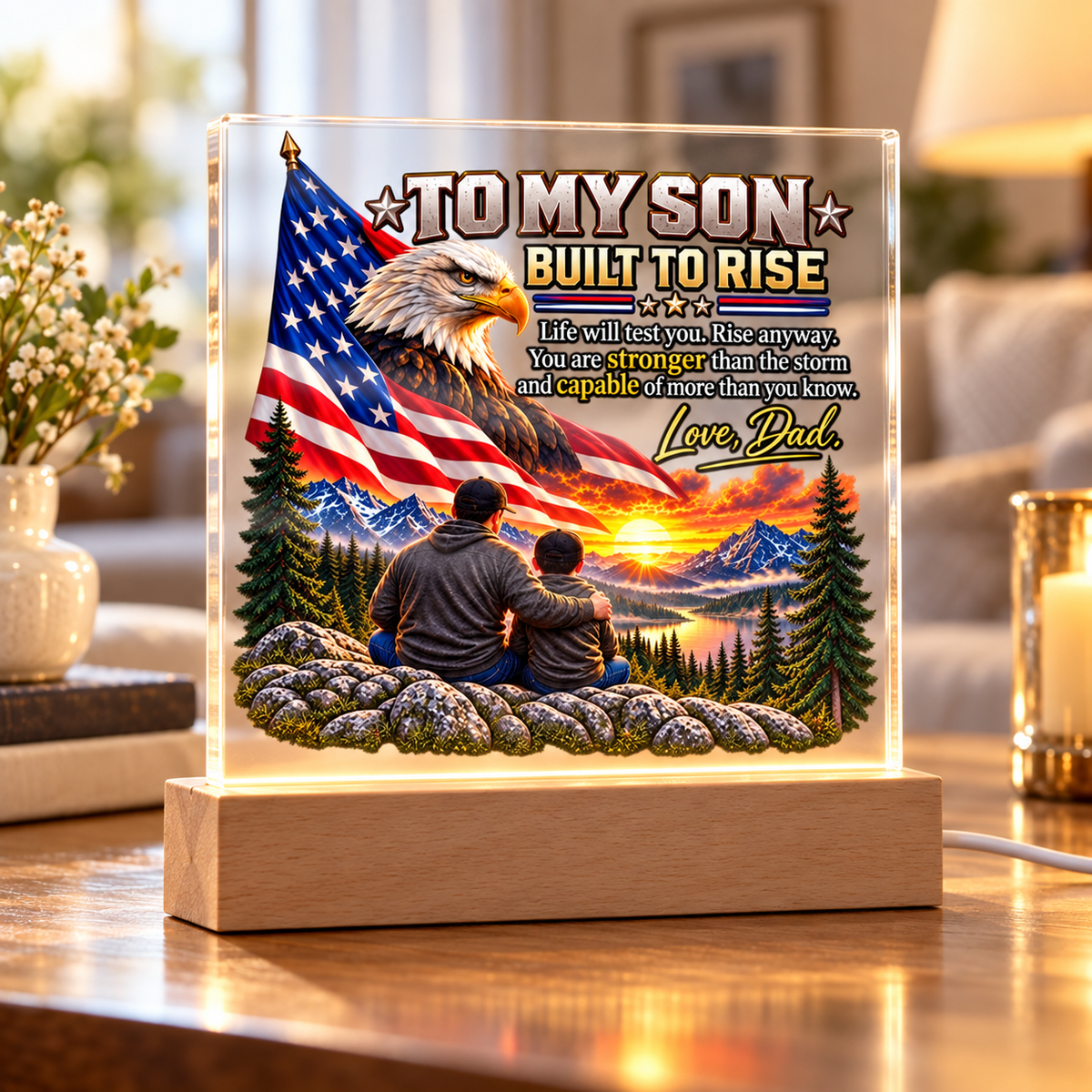 To My Son/Built to Rise Acrylic Plaque | Gift From Dad