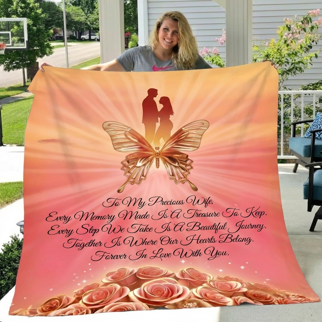 To My Precious Wife, Butterfly Love Blanket