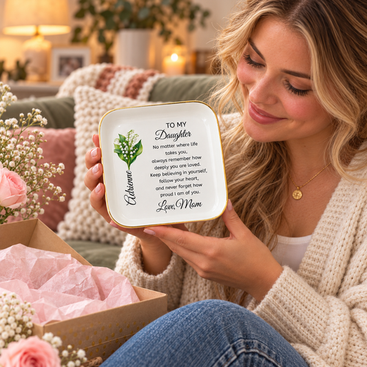 🌿 Daughter’s Birth Flower Keepsake Jewelry Dish