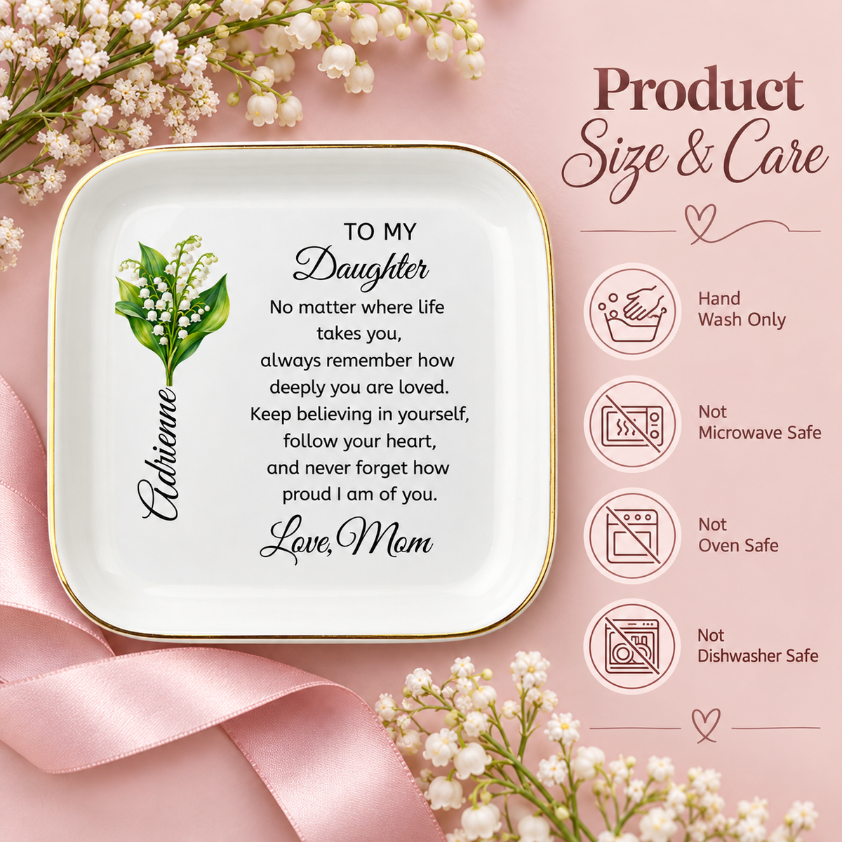 🌿 Daughter’s Birth Flower Keepsake Jewelry Dish
