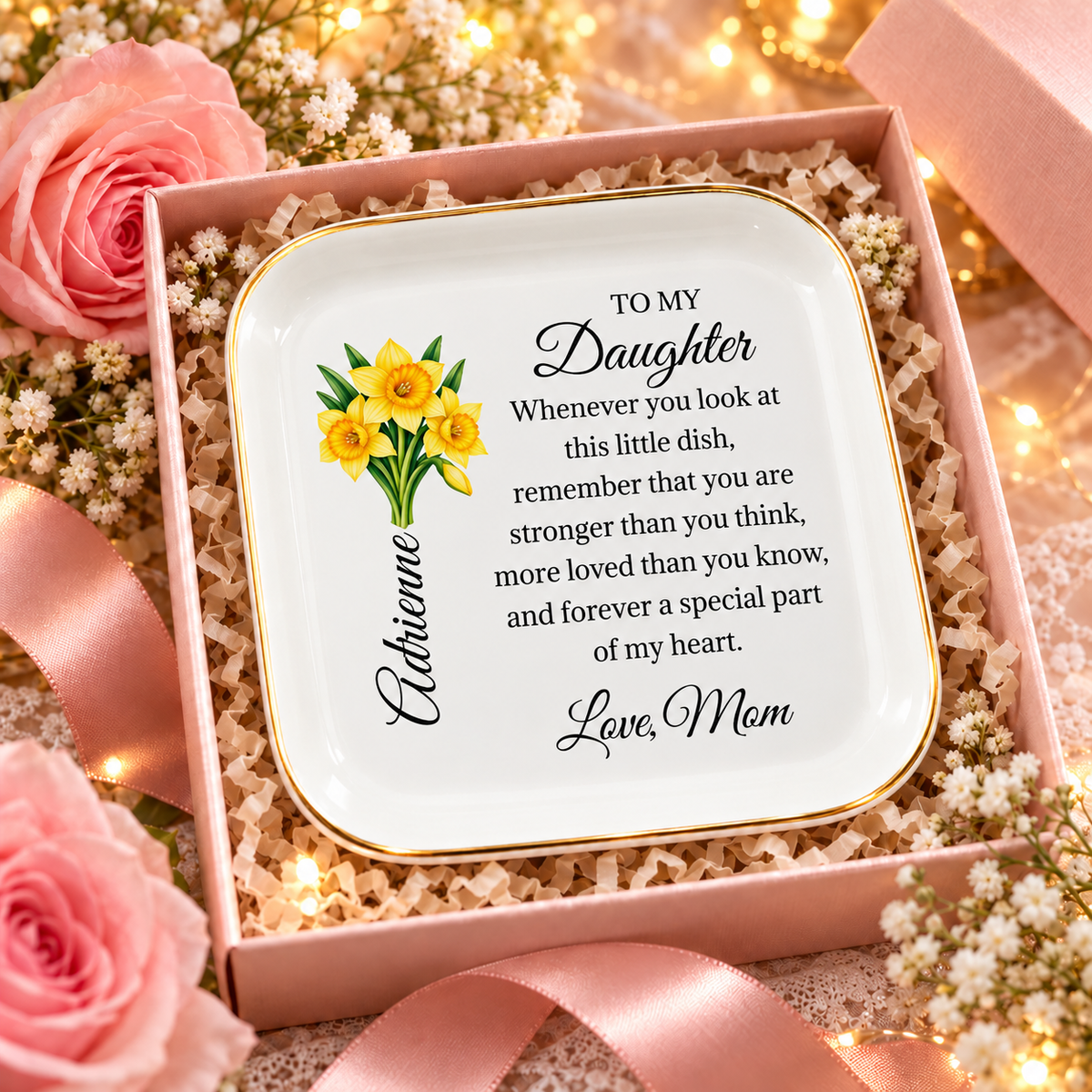 💕 Daughter’s Special Birth Flower Jewelry Tray
