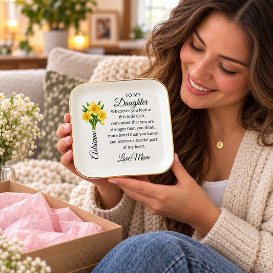 💕 Daughter’s Special Birth Flower Jewelry Tray