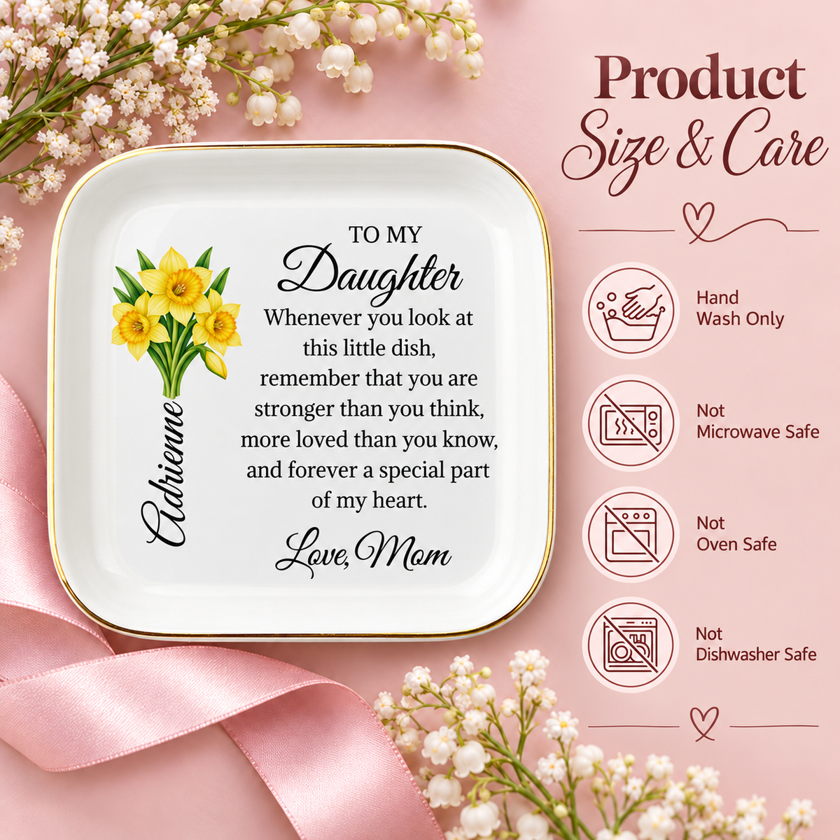 💕 Daughter’s Special Birth Flower Jewelry Tray