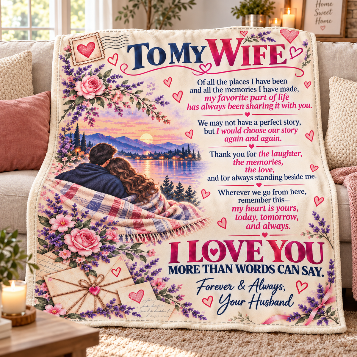 To My Wife Fleece Blanket | Sentimental Gift from Husband