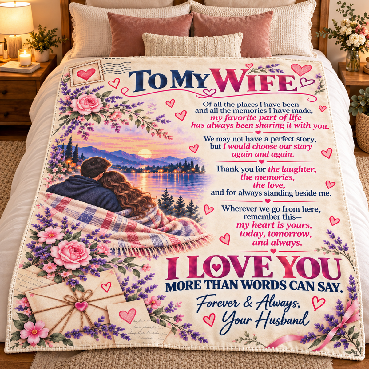 To My Wife Fleece Blanket | Sentimental Gift from Husband