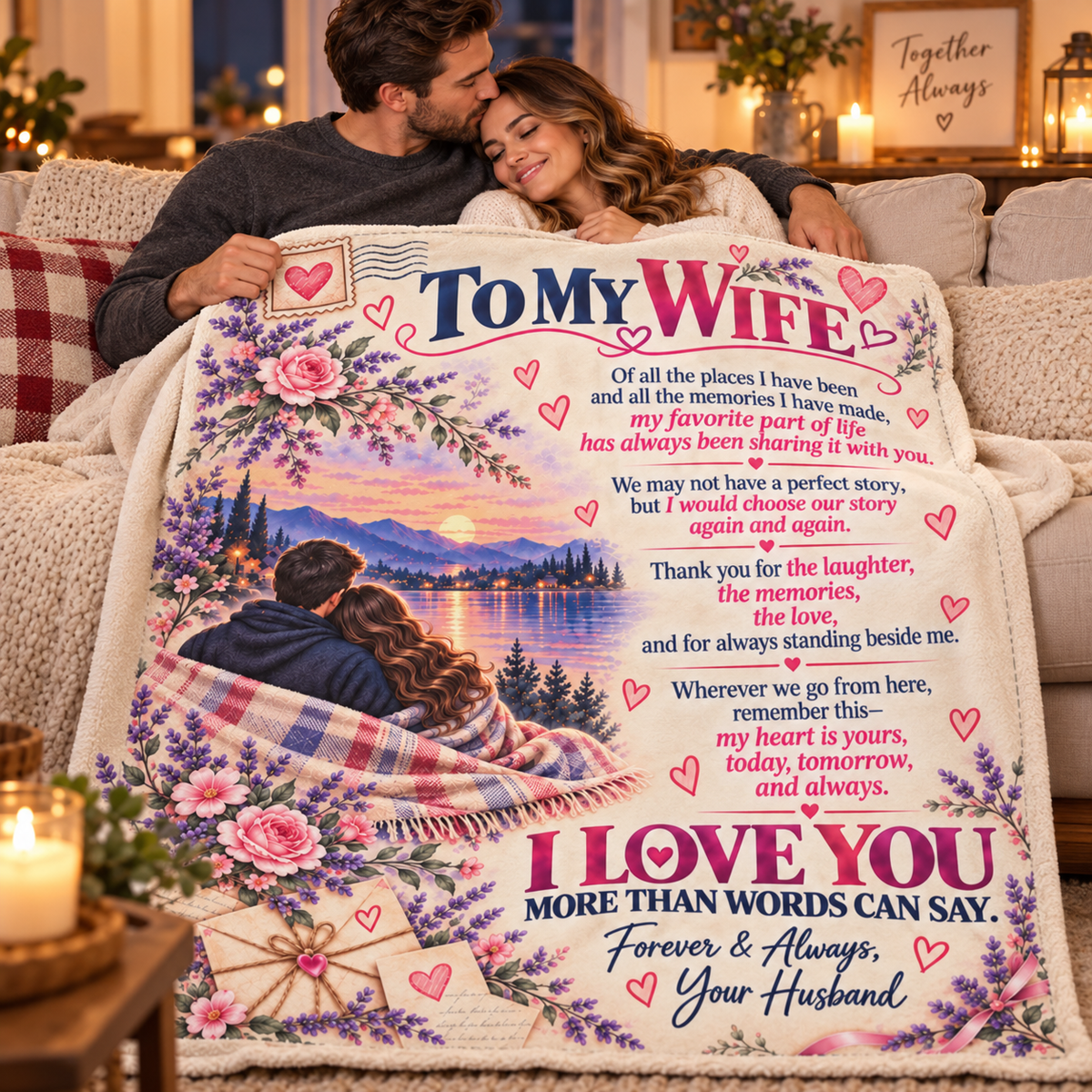 To My Wife Fleece Blanket | Sentimental Gift from Husband