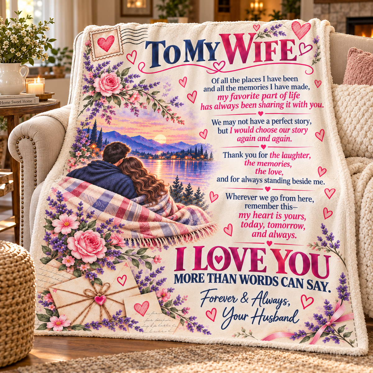 To My Wife Fleece Blanket | Sentimental Gift from Husband