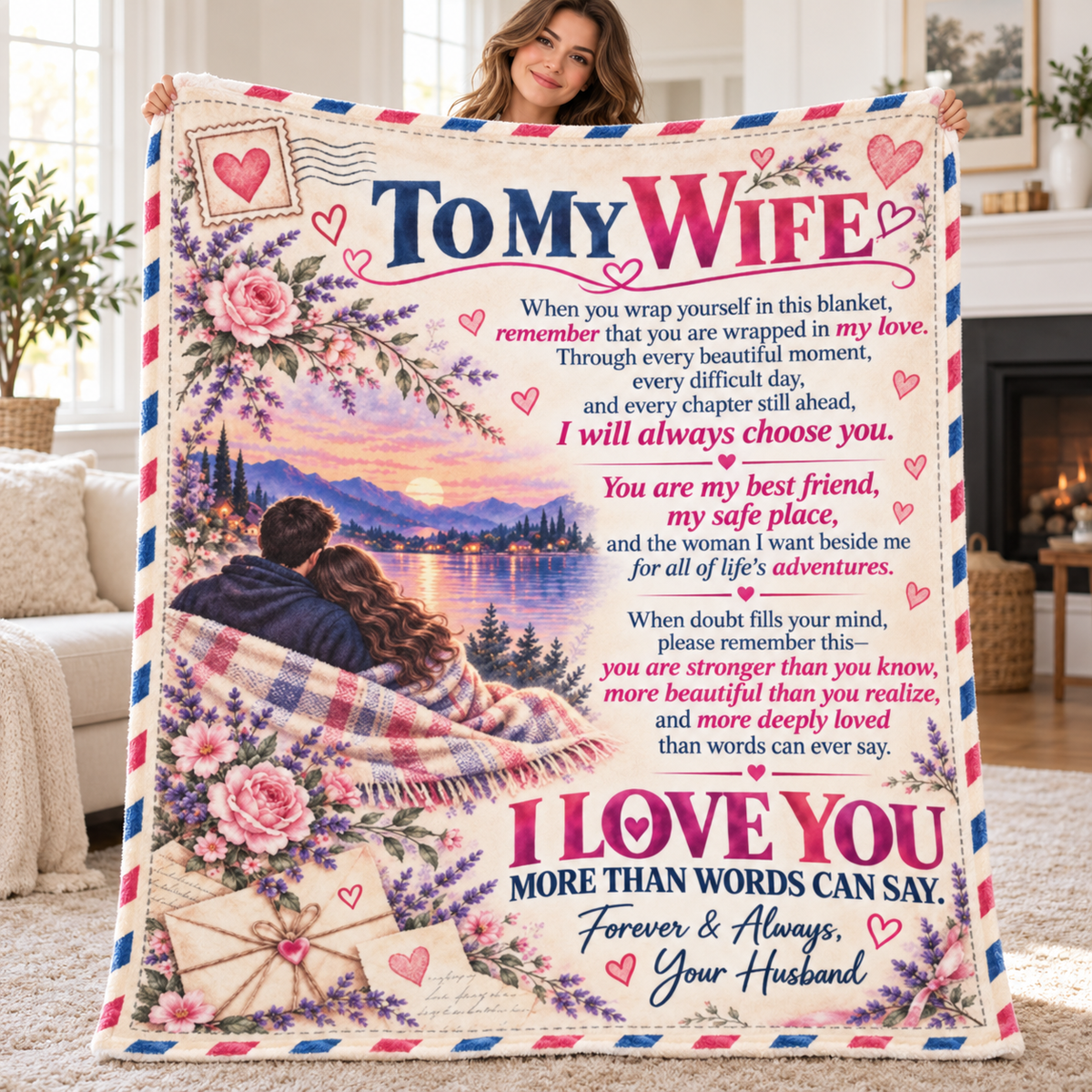 To My Wife Fleece Blanket / Romantic Gift from Husband