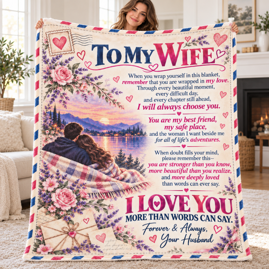 To My Wife Fleece Blanket / Romantic Gift from Husband