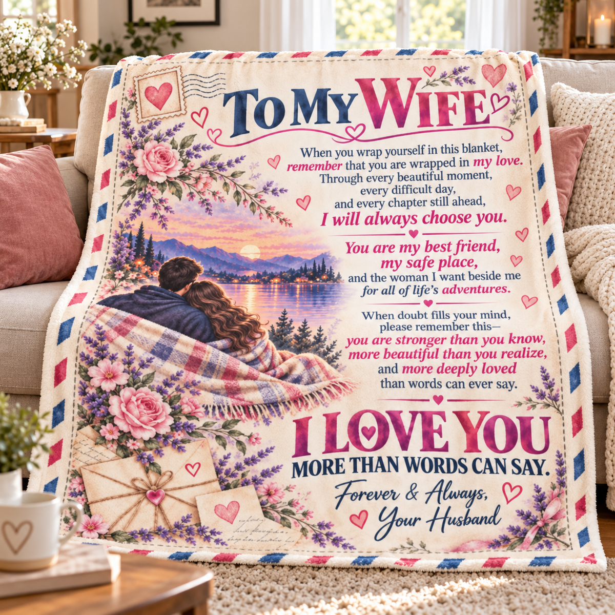 To My Wife Fleece Blanket / Romantic Gift from Husband