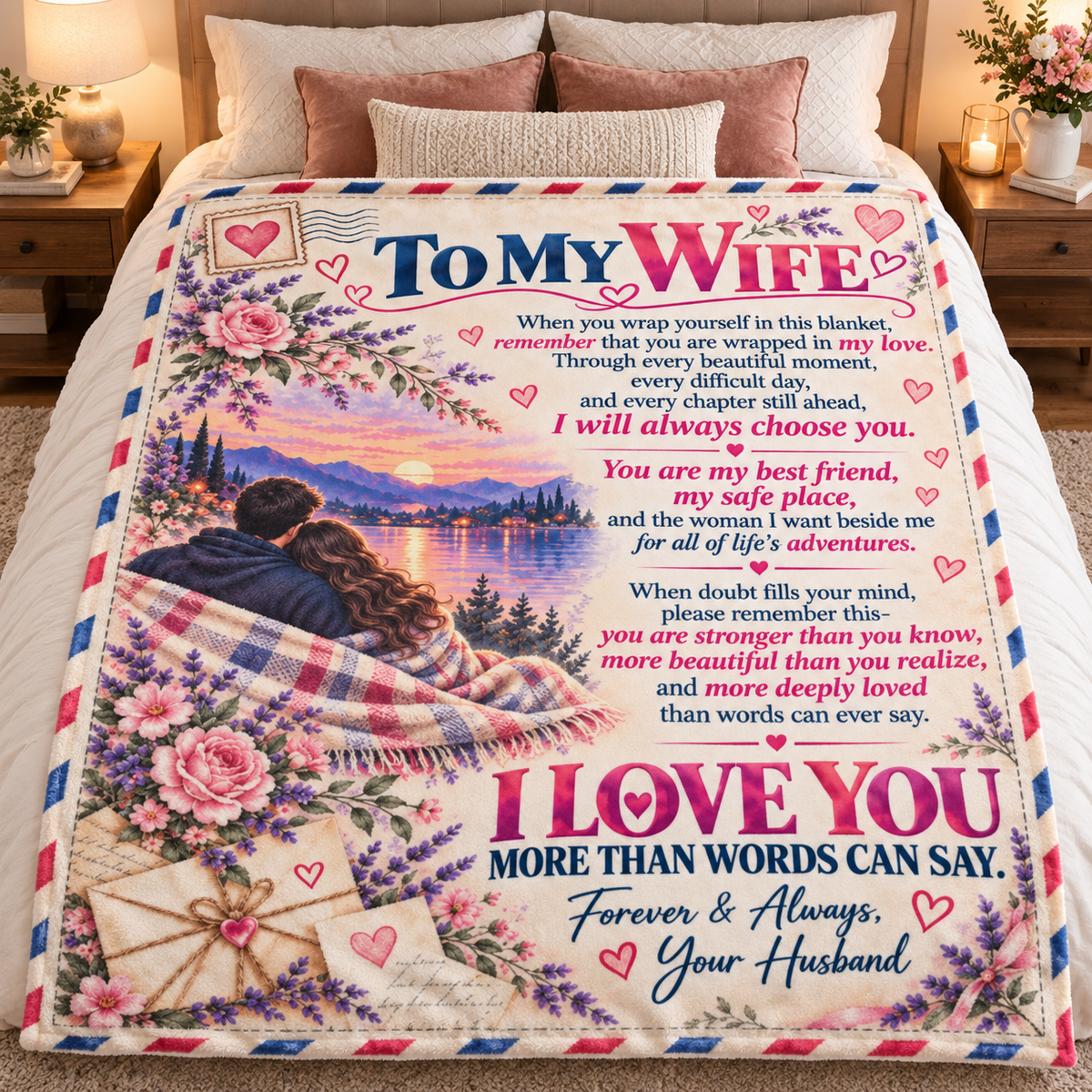 To My Wife Fleece Blanket / Romantic Gift from Husband