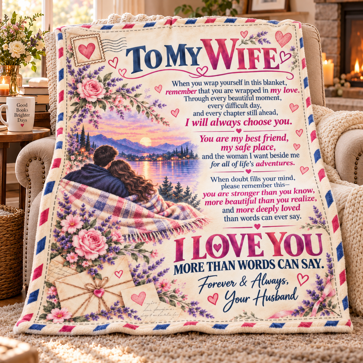 To My Wife Fleece Blanket / Romantic Gift from Husband
