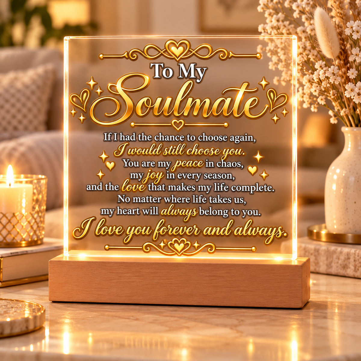 To My Soulmate / Romantic LED Acrylic Plaque