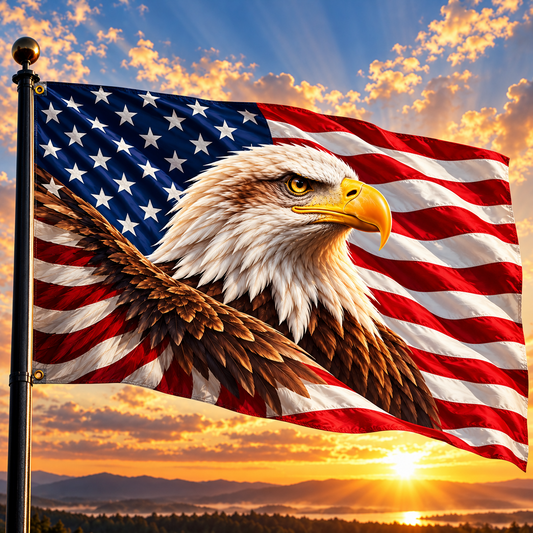 Patriotic Bald Eagle American Flag