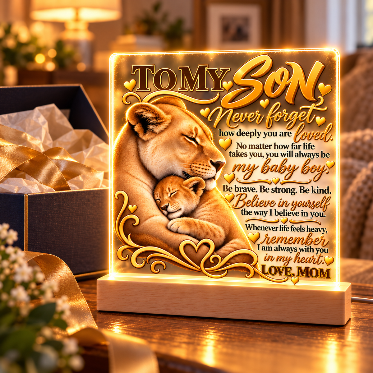 To My Son Light-Up Plaque / Mom’s Love ❤️