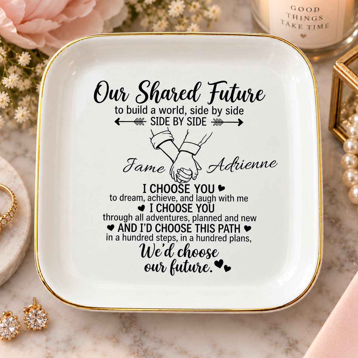 Personalized Our Shared Future Jewelry Dish | Couples Gift