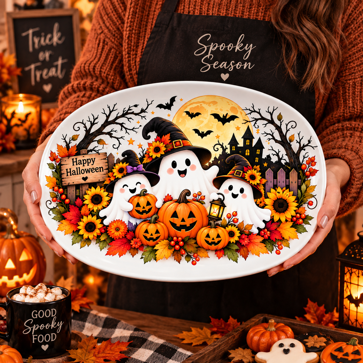 Happy Halloween Ghost Family Platter