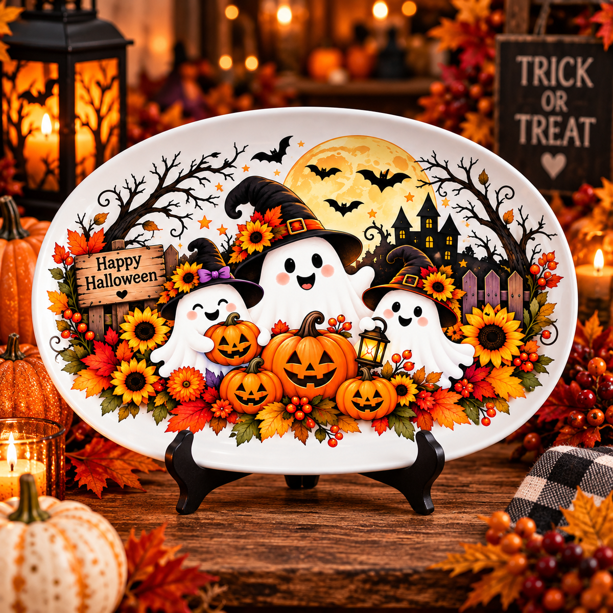 Happy Halloween Ghost Family Platter