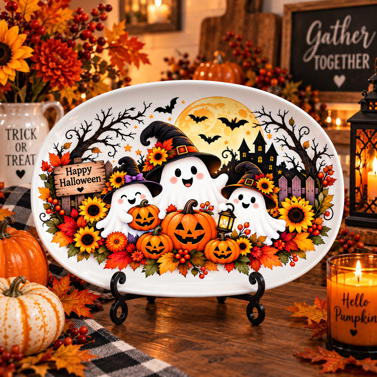 Happy Halloween Ghost Family Platter