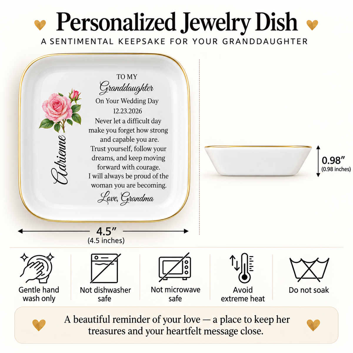 To My Granddaughter Keepsake Dish