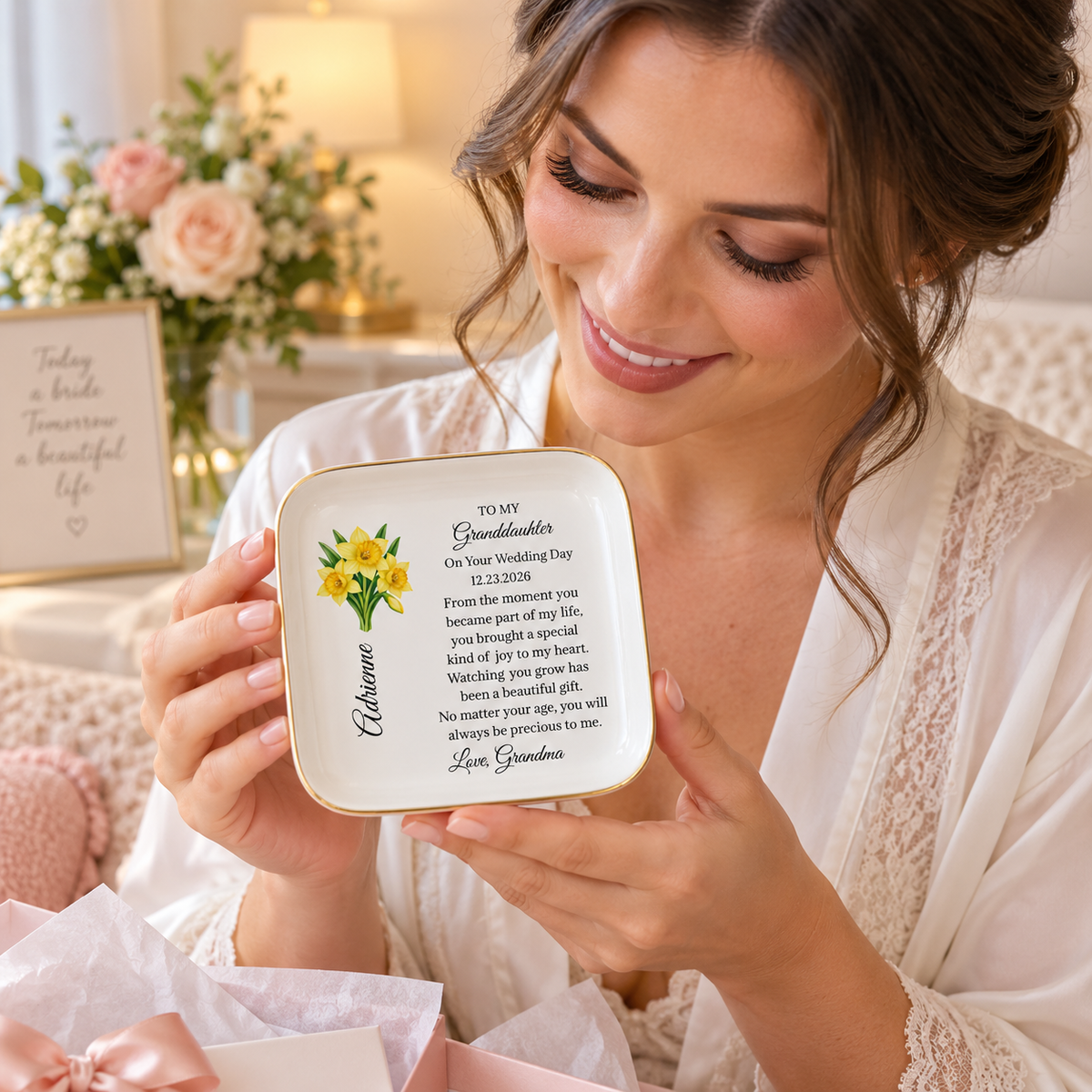 Granddaughter Wedding Day Gift Dish
