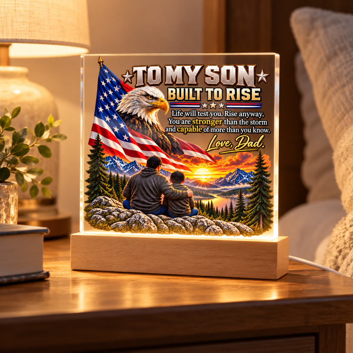 To My Son/Built to Rise Acrylic Plaque | Gift From Dad