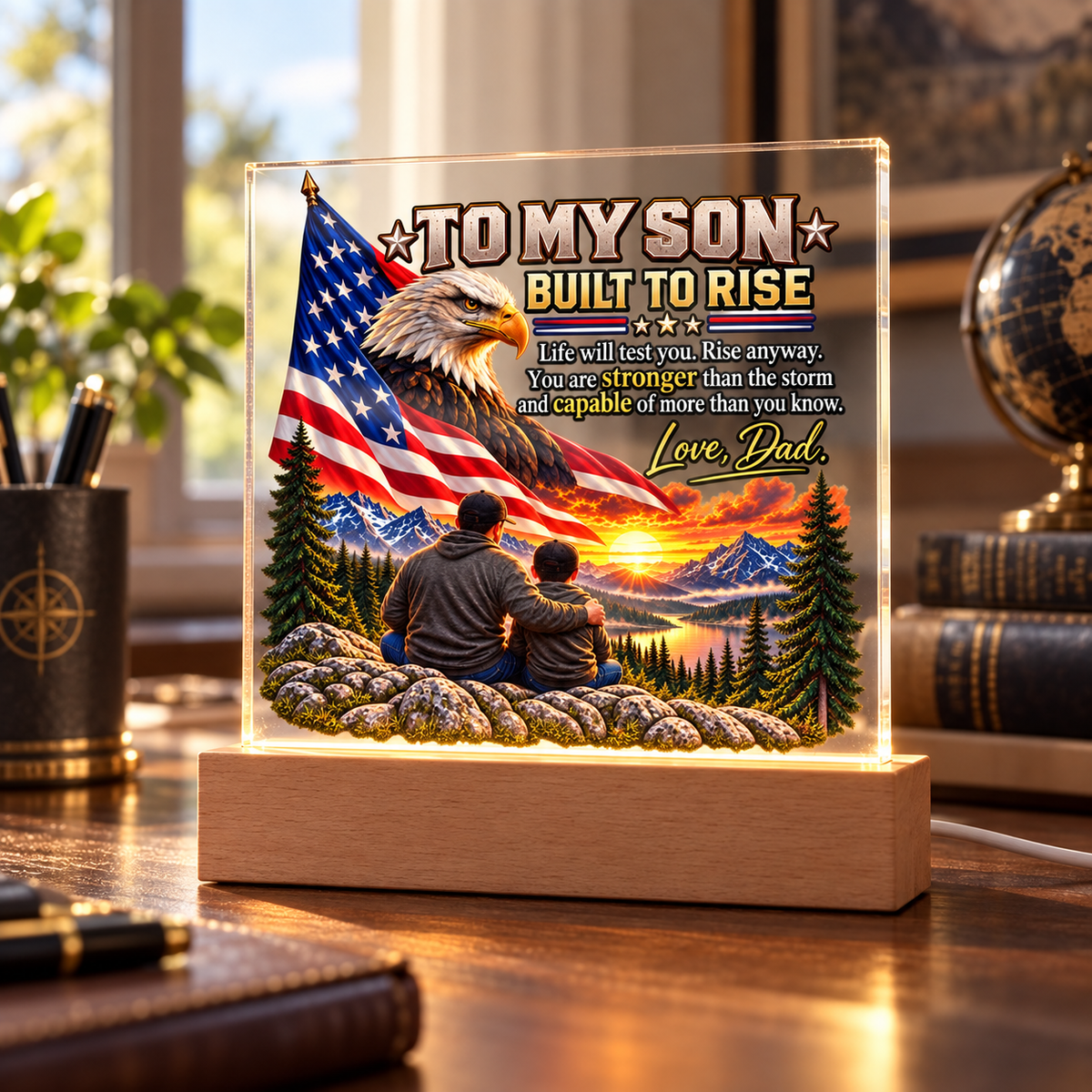 To My Son/Built to Rise Acrylic Plaque | Gift From Dad
