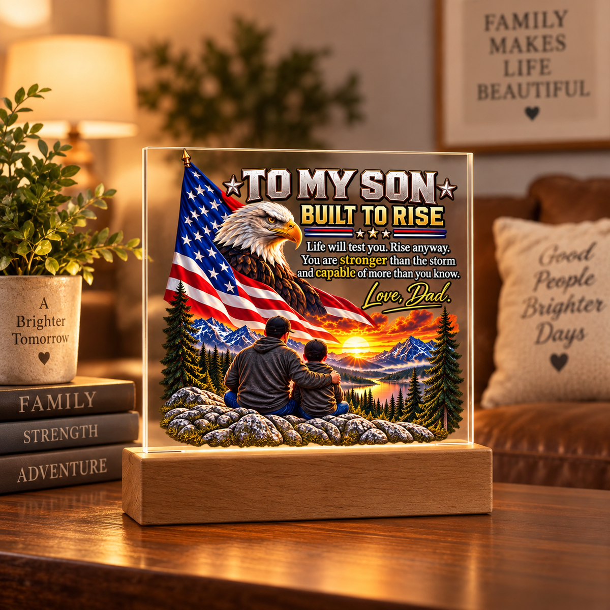 To My Son/Built to Rise Acrylic Plaque | Gift From Dad