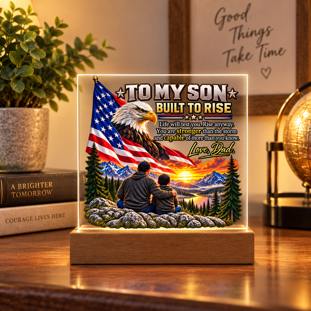 To My Son/Built to Rise Acrylic Plaque | Gift From Dad