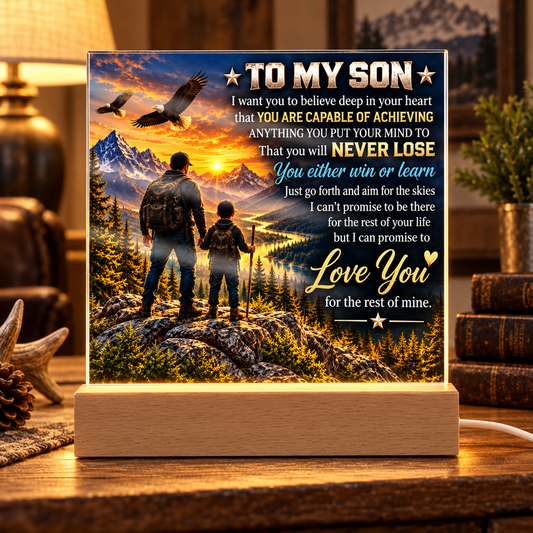 To My Son Mountain Adventure Acrylic LED Plaque