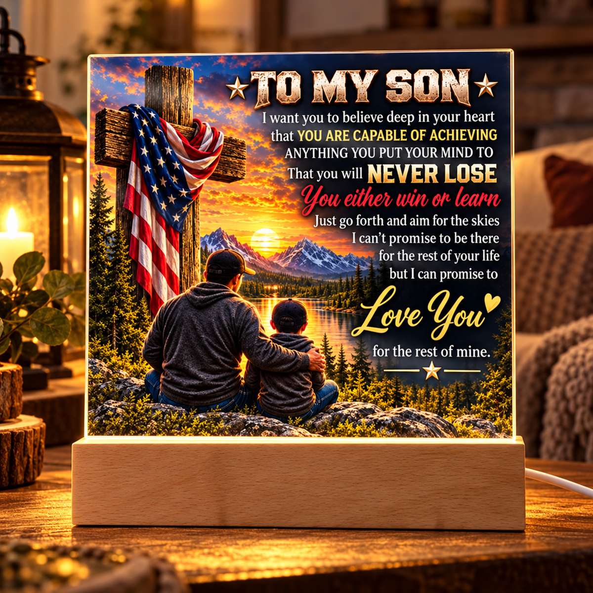 To My Son / Faith & Freedom Acrylic Plaque | Gift From Dad