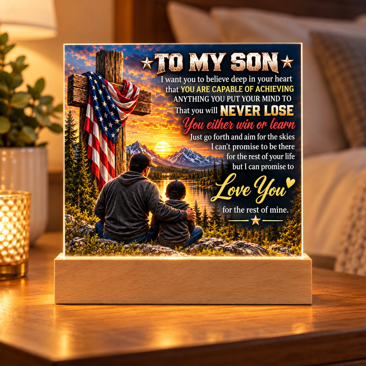 To My Son / Faith & Freedom Acrylic Plaque | Gift From Dad