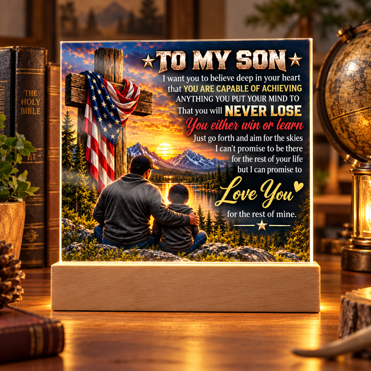 To My Son / Faith & Freedom Acrylic Plaque | Gift From Dad