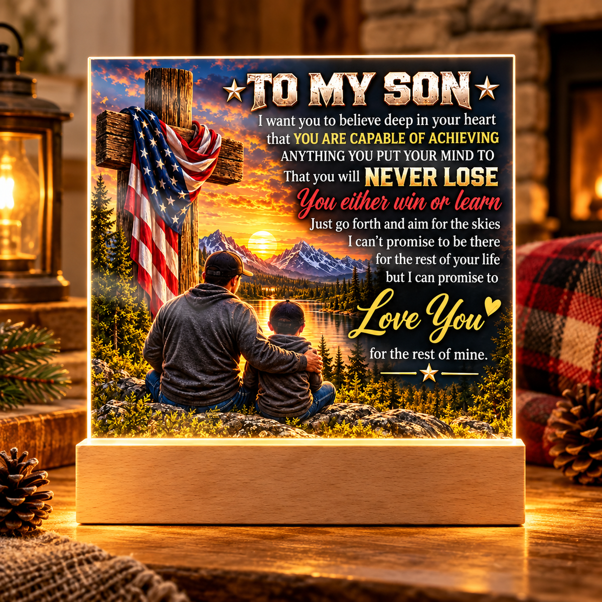 To My Son / Faith & Freedom Acrylic Plaque | Gift From Dad