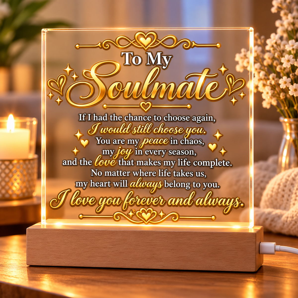 To My Soulmate | Forever Love LED Acrylic Plaque