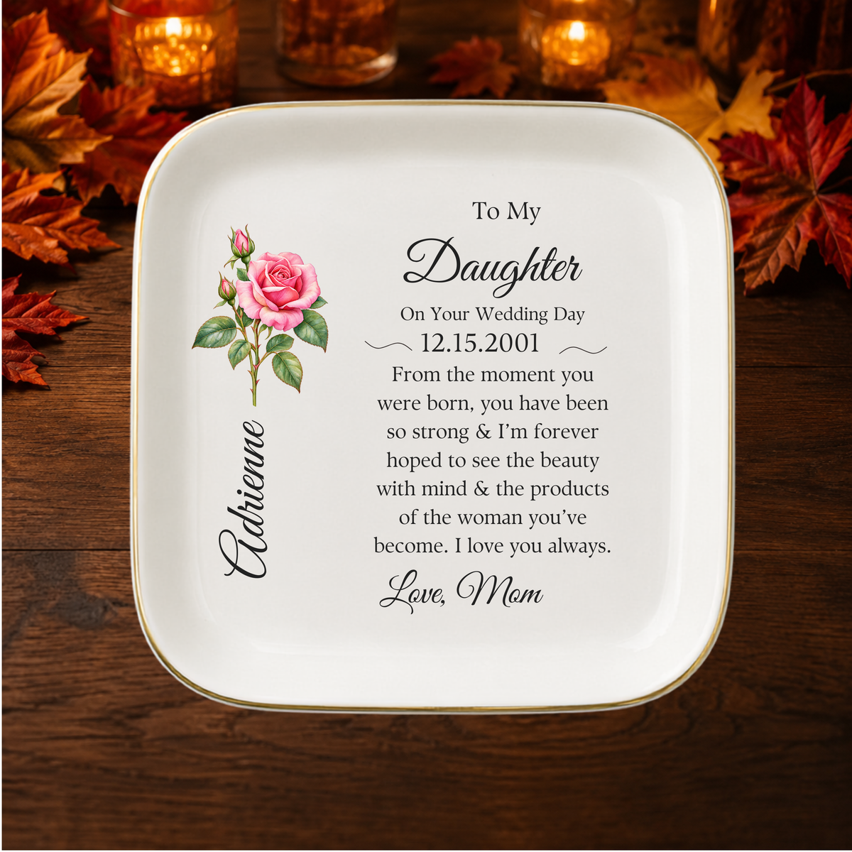 Personalized Wedding Day Jewelry Dish for Daughter