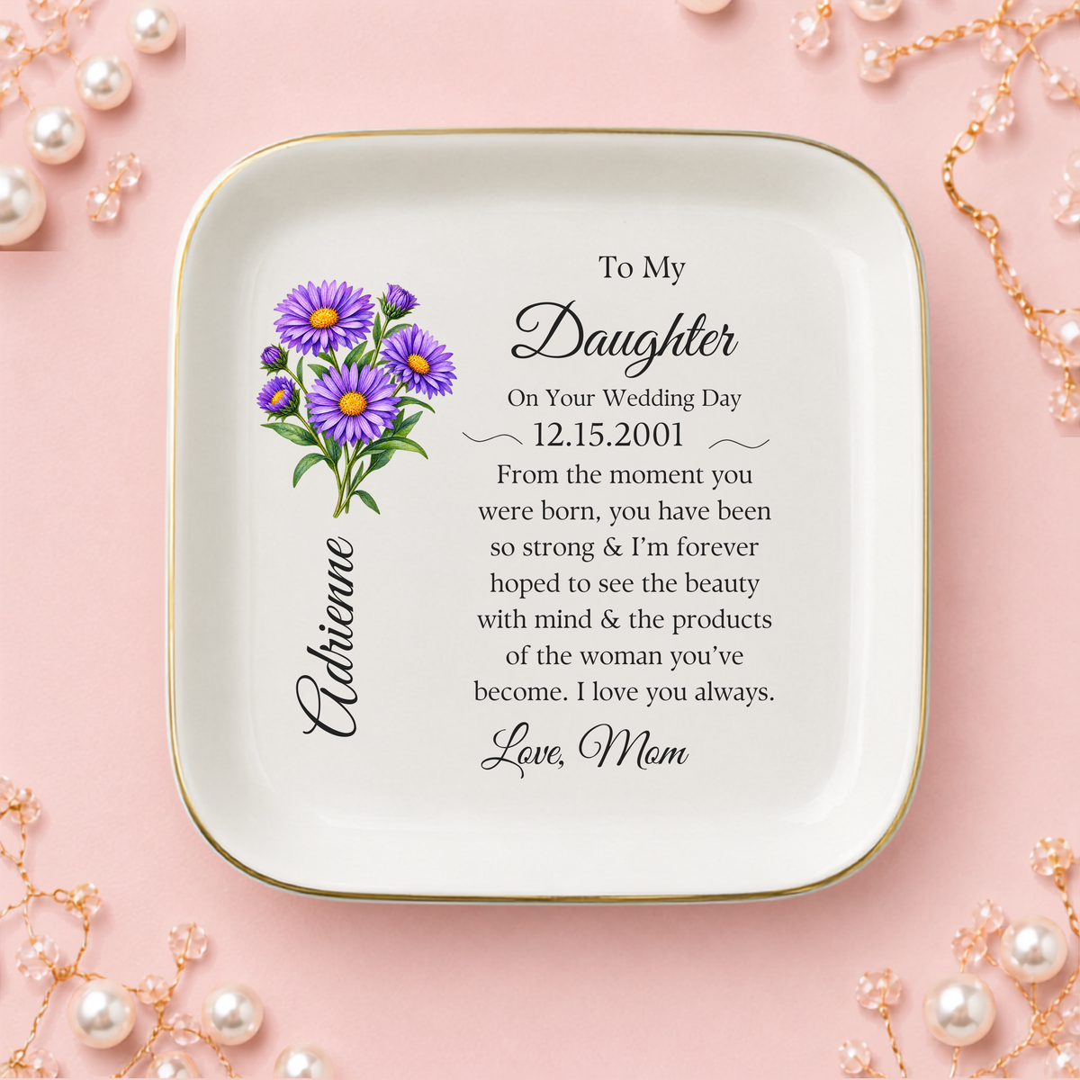 Personalized Wedding Day Jewelry Dish for Daughter