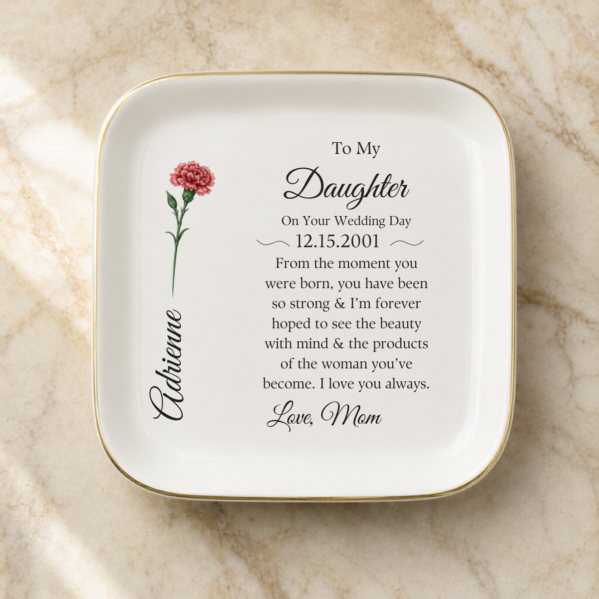 Personalized Wedding Day Jewelry Dish for Daughter