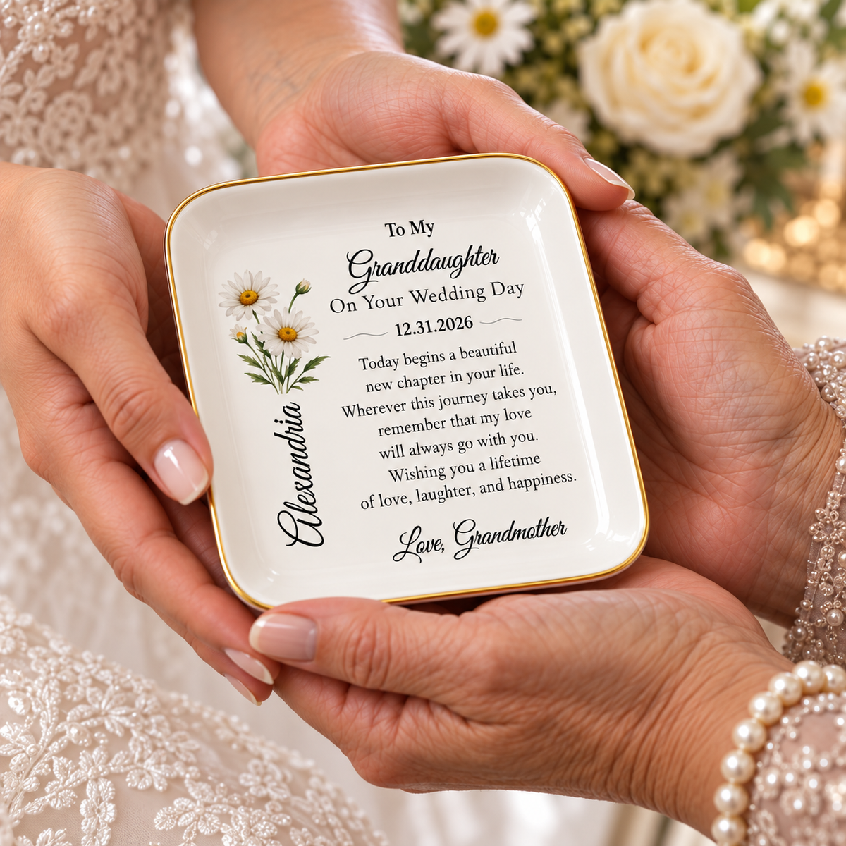 Personalized Granddaughter Wedding Jewelry Dish