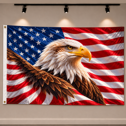 Patriotic Bald Eagle American Flag