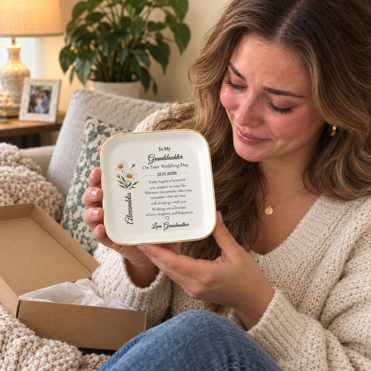 Personalized Granddaughter Wedding Jewelry Dish
