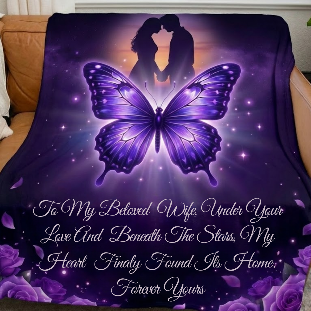 To My Beloved Wife Butterfly Blanket