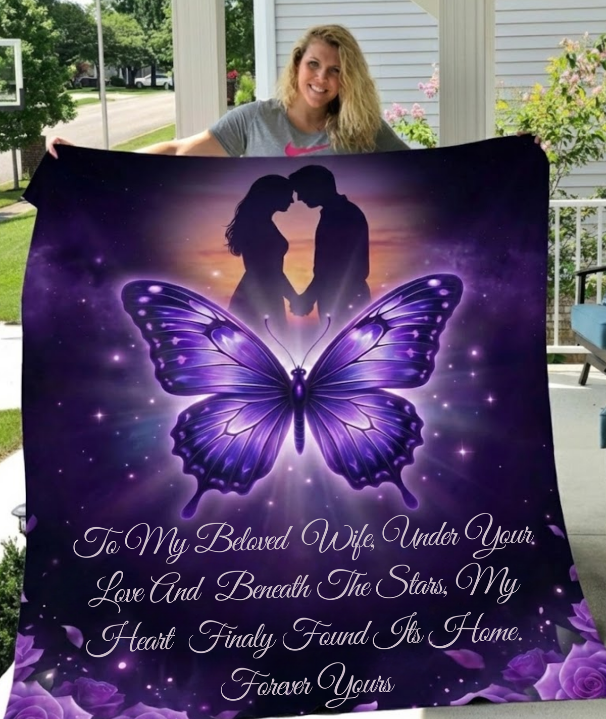 To My Beloved Wife Butterfly Blanket