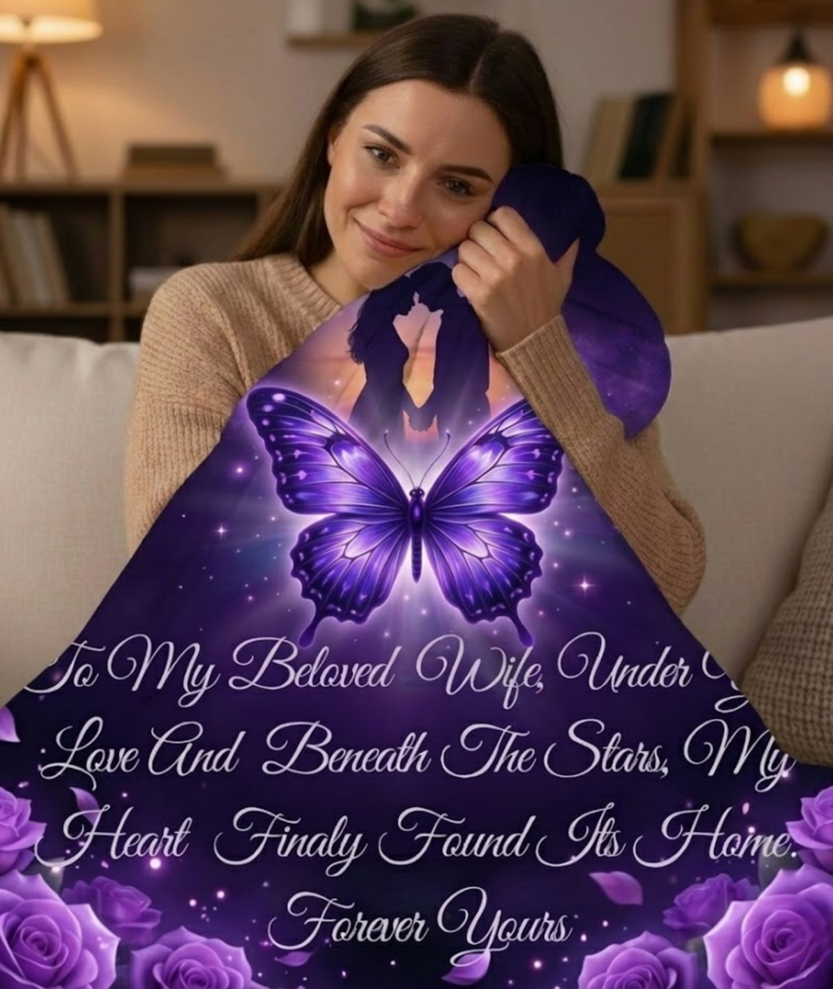 To My Beloved Wife Butterfly Blanket