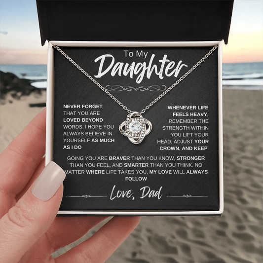 To My Daughter | Adjust your Crown | Love Knot Necklack